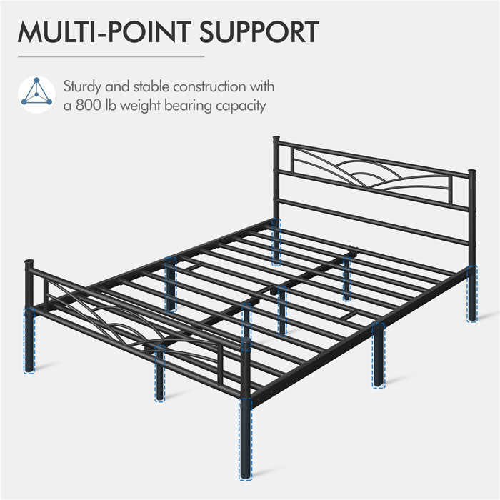 Lark Manor Andray Metal Platform Bed Mattress Foundation with CloudInspired Design Headboard